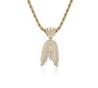 GGYTMQL Fashion Crown Teardrop Letters New Hip Hop 26 Pendant Necklace Real Plated Punk Jewellery