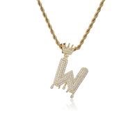 GGYTMQL Fashion Crown Teardrop Letters New Hip Hop 26 Pendant Necklace Real Plated Punk Jewellery