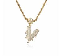 GGYTMQL Fashion Crown Teardrop Letters New Hip Hop 26 Pendant Necklace Real Plated Punk Jewellery