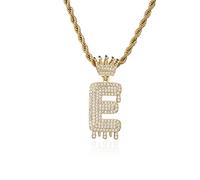 GGYTMQL Fashion Crown Teardrop Letters New Hip Hop 26 Pendant Necklace Real Plated Punk Jewellery