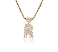 GGYTMQL Fashion Crown Teardrop Letters New Hip Hop 26 Pendant Necklace Real Plated Punk Jewellery