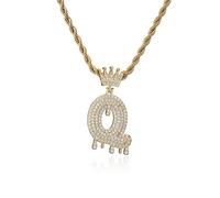 GGYTMQL Fashion Crown Teardrop Letters New Hip Hop 26 Pendant Necklace Real Plated Punk Jewellery