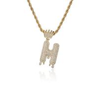 GGYTMQL Fashion Crown Teardrop Letters New Hip Hop 26 Pendant Necklace Real Plated Punk Jewellery