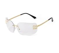 GGYTMQL Fashion Rimless Rectangle Sunglasses for Women Luxury Silver Frameless Sun Glasses Female UV400