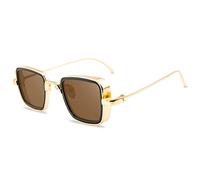 GGYTMQL Fashion Square Metal Men Sunglasses Vintage Anti-reflective Mirror Glasses Classic Design Women Sun Glasses Uv400
