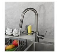 GGYTMQL Faucet, Grey Pull Down Kitchen Faucet Single-Handle High Arc Swan-Neck Modern Kitchen Sink Faucets Mixer with Storage Rack Beauty Comes
