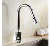 GGYTMQL Faucets, Kitchen Faucets Brass Pull Out Kitchen Mixer Tap with Aerator 2 Way Function Water Mixer Deck Mounted Single Handle Sink 360 Swivel,Chrome(Nero)