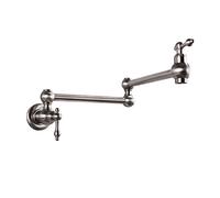 GGYTMQL Faucets Pot Filler Brass 2 Handles One Hole Wall Mounted Sink 360°Rotation Folding Single Cold Tap, Kitchen Sink Faucet with Double Joint Swing Arms,Brushed Gold(Brushed Gold)