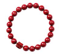 GGYTMQL Feng Shui Amulet Bracelet Prosperity Natural Cinnabar Purple Cinnabar with Mascot Reiki Chakra Meditation Attract Lucky Wealthy Transfer Bangle,Red,8mm Cinnabar