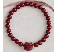 GGYTMQL Feng Shui Amulet Bracelet Prosperity Natural Cinnabar Purple Cinnabar with Mascot Reiki Chakra Meditation Attract Lucky Wealthy Transfer Bangle,Purple,6mm Cinnabar