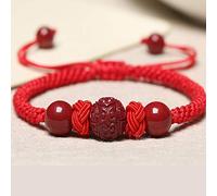GGYTMQL feng Shui Bracelet, Auspicious Cloud Pineapple Knot Stretchy Bangle Strong Talisman Amulet Attract Money Good Luck Protection,Red (Color : Re Cinnabar (Style : Red)