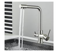 GGYTMQL Filter Kitchen Faucet Drinking Pure Water Black Gold Kitchen Faucet Double Handle Seven Letter 360 Rotation hot and Cold(Antique)