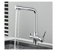 GGYTMQL Filter Kitchen Faucet Drinking Pure Water Black Gold Kitchen Faucet Double Handle Seven Letter 360 Rotation hot and Cold(Antique)