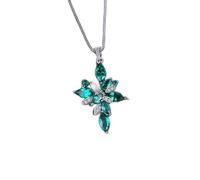 GGYTMQL Flower 2.4ct Green Simulated Nano Emerald Pendant Necklace for Women Gemstone Choker no Chain Watch Strap