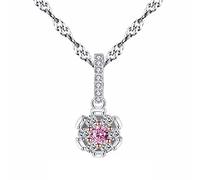 GGYTMQL flower shape pendant pink crystal zircon stone for women 925 sterling pendants necklaces jewelry Made in China