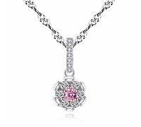 GGYTMQL flower shape pendant pink crystal zircon stone for women 925 sterling pendants necklaces jewelry Made in China