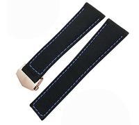 GGYTMQL for Carrera AQUARACER 20mm 22mm Watch Bracelets Canvas Nylon Leather Watch Strap Fold Buckle Black Watch Band (Color : Black Blue Silver, Size : 22mm)