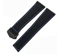 GGYTMQL for Carrera AQUARACER 20mm 22mm Watch Bracelets Canvas Nylon Leather Watch Strap Fold Buckle Black Watch Band (Color : Black Blue Silver, Size : 22mm)