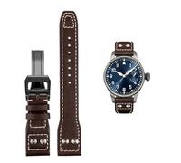 GGYTMQL For IWC PILOT Mark cowhide Strap 21mm 22mm 20mm Genuine Leather Watch band Bamboo Grain Rivets Dark Brown Black Watchband Accessories
