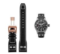 GGYTMQL For IWC PILOT Mark cowhide Strap 21mm 22mm 20mm Genuine Leather Watch band Bamboo Grain Rivets Dark Brown Black Watchband Accessories