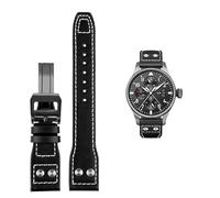 GGYTMQL For IWC PILOT Mark cowhide Strap 21mm 22mm 20mm Genuine Leather Watch band Bamboo Grain Rivets Dark Brown Black Watchband Accessories