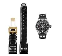 GGYTMQL For IWC PILOT Mark cowhide Strap 21mm 22mm 20mm Genuine Leather Watch band Bamboo Grain Rivets Dark Brown Black Watchband Accessories