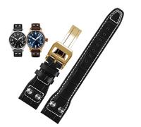 GGYTMQL For IWC PILOT Mark cowhide Strap 21mm 22mm 20mm Genuine Leather Watch band Bamboo Grain Rivets Dark Brown Black Watchband Accessories
