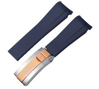 GGYTMQL for Rubber Watch Strap Male ditongna Green Water Ghost Diver Green Silicone 20mm 21mm Watch Band (Color : Blue-Room Rose, Size : 21mm)