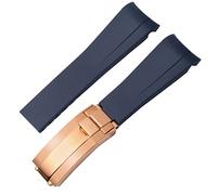 GGYTMQL for Rubber Watch Strap Male ditongna Green Water Ghost Diver Green Silicone 20mm 21mm Watch Band (Color : Blue-Room Rose, Size : 21mm)