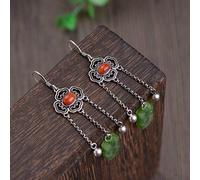 GGYTMQL for women, chinese eardrop s925 retro woman fashion ethnic style jasper thai nephrite earrings burnt blue