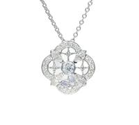 GGYTMQL Four-leaf Sparking Zircon Pendant Necklace for Women Jewelry Gifts