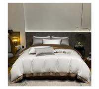 GGYTMQL Four piece bedding set Bed Four Pieces Cotton Luxury Embroidery Bedding Set 400TC Duvet Cover Flat Fitted Sheet with Pillowcase 4pcs (Blu-Queen