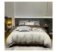 GGYTMQL Four piece bedding set Bed Four Pieces Cotton Luxury Embroidery Bedding Set 400TC Duvet Cover Flat Fitted Sheet with Pillowcase 4pcs (Blu-Queen