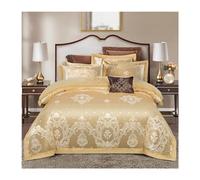 GGYTMQL Four piece bedding set Duvet Queen Luxury Silky Satin Cotton Soft Comforter Cover Solid Jacquard Bedding Set Pieces with Zipper Sheet Pillowcases (Color Light Gray, Size : King)