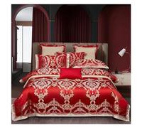 GGYTMQL Four piece bedding set four pieces 1000TC Long Staple Cotton and Embroidered Brocade Satin Jacquard European Luxury Bedding set Duevt cover Sheet Pillowcases Color D Size FLAT BED SHEET_QUEEN