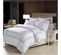GGYTMQL Four piece bedding set Four Pieces Cotton Embroidery White Color King Queen Bedding Sets Luxury Bed Duvet Cover Set Bedsheet Linen (Bianco-King size 6pcs