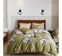 GGYTMQL Four piece bedding set Four Pieces European Leaves Luxury Botanical Duvet Cover Cotton Bed Linens Queen Size Bedding Set Fitted Sheet (Deer-King