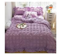 GGYTMQL Four piece bedding set Four Pieces Princess Set with Pompom Duvet Cover Queen Size Comforter Bedding Sets King, Bed Linen (Pink-Full