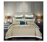 GGYTMQL Four piece bedding set Luxury Embroidery Flowers Duvet Cover 600TC Egyptian Cotton 4Pcs Queen King size Bedding Gray Pink Flat sheet Bed four pieces set,