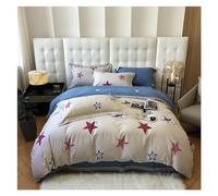 GGYTMQL Four piece bedding set Stars Printed Duvet Cover King Queen Twin Bedding 4pcs Flat Quilted Fitted sheet Elastic Soft Two Pillowcases Bed four pieces set,