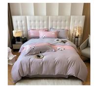 GGYTMQL Four piece bedding set Stars Printed Duvet Cover King Queen Twin Bedding 4pcs Flat Quilted Fitted sheet Elastic Soft Two Pillowcases Bed four pieces set,