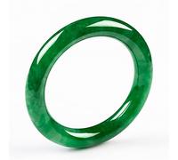 GGYTMQL Full Green Jade Bangle Bracelet, Sun Green Jade Bangles, Ladies Green Floating Flower Round Bar Jade Bracelet, with Jewelry Box, 54-64mm,54mm