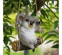 GGYTMQL Garden Tree Hanging Ornaments, Swing Koala Bear Resin Outdoor Sculpture Ornaments Courtyard Statue Animal Figure Sculpture Decoration