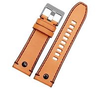 GGYTMQL Genuine Leather watchband for Diesel Watch Belt DZ4476/4482 DZ7408 7406 4318 Strap 22 24 26 28mm Large Size Men Wrist Watch Band (Color : 15 Brown Rose Gold, Size : Black Black Clasp)