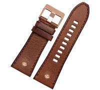 GGYTMQL Genuine Leather watchband for Diesel Watch Belt DZ4476/4482 DZ7408 7406 4318 Strap 22 24 26 28mm Large Size Men Wrist Watch Band (Color : 15 Brown Rose Gold, Size : Black Black Clasp)