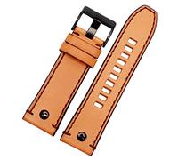 GGYTMQL Genuine Leather watchband for Diesel Watch Belt DZ4476/4482 DZ7408 7406 4318 Strap 22 24 26 28mm Large Size Men Wrist Watch Band (Color : 15 Brown Rose Gold, Size : Black Black Clasp)