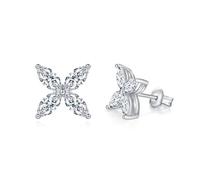 GGYTMQL Girl Products 2.4 Moissanite Stud Earrings for Women D Color S925 Sterling Silver Lab Created Diamond Stud Earrings Four Leaves Clover Design Perfect for Daily Wear Wedding Gifts