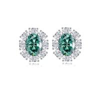 GGYTMQL Girl Products 4 Moissanite Stud Earrings for Women D Color S925 Sterling Silver Lab Created Diamond Stud Earrings Exquisite Elegant Oval Design Perfect for Daily Wear Wedding Gifts