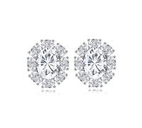 GGYTMQL Girl Products 4 Moissanite Stud Earrings for Women D Color S925 Sterling Silver Lab Created Diamond Stud Earrings Exquisite Elegant Oval Design Perfect for Daily Wear Wedding Gifts