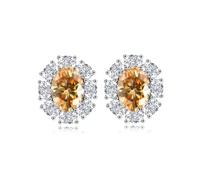 GGYTMQL Girl Products 4 Moissanite Stud Earrings for Women D Color S925 Sterling Silver Lab Created Diamond Stud Earrings Exquisite Elegant Oval Design Perfect for Daily Wear Wedding Gifts